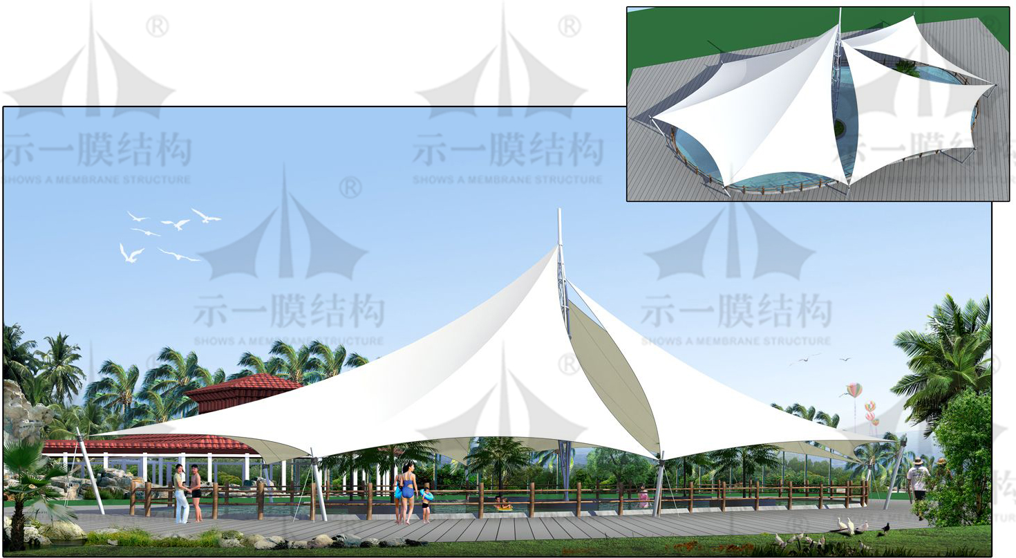 景區(qū)張拉膜結(jié)構(gòu)遮陽(yáng)棚