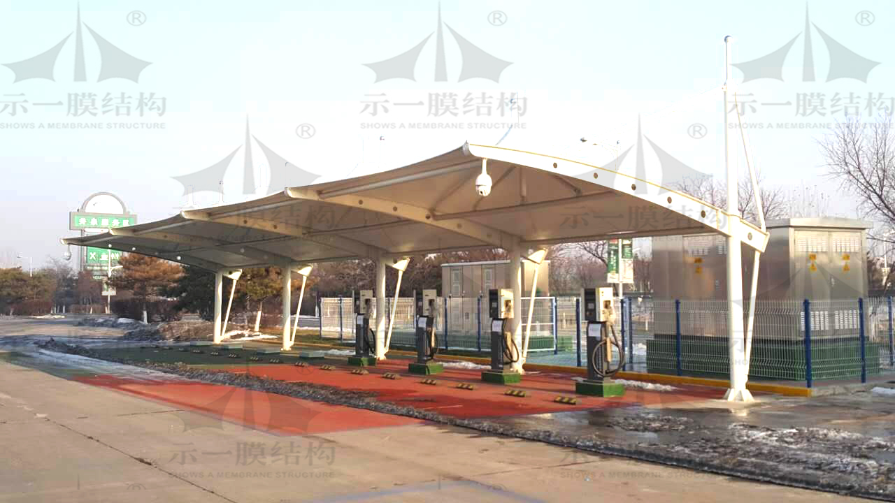 上海示一膜結(jié)構(gòu)停車棚-立柱式