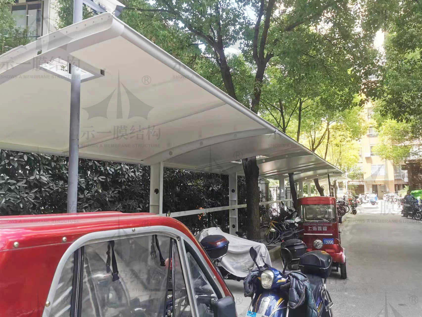 寶山膜結(jié)構(gòu)車棚 (10)